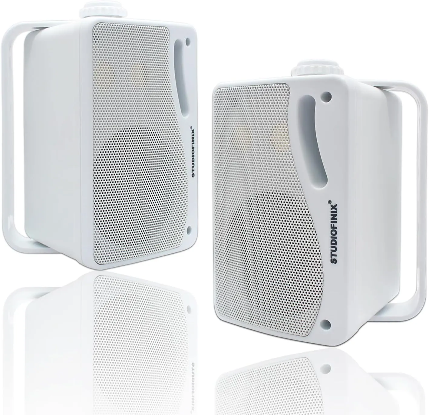 STUDIOFINIX 3.5 Inch Outdoor Bluetooth Speakers Waterproof Wired,3 Way 200W Upgrade Premium Wall Mount Speakers,Ideal use in Patio,Deck, Indoor OutdoorWhite