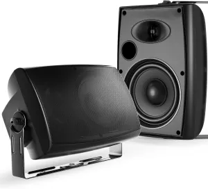 STUDIOFINIX 6.5 Inch 400W Outdoor Bluetooth Speakers Waterproof Wired, Wall Mount Speakers All-Weather Durability for Patio, Covered, Deck, Porch, Pool(Pair, Black)