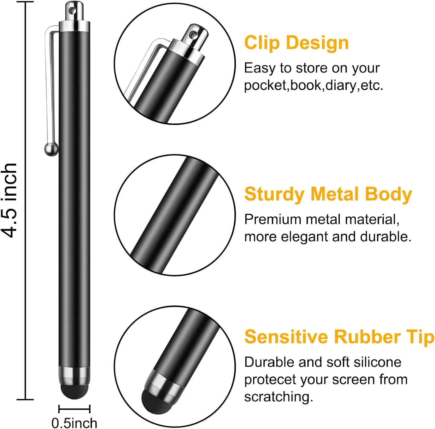 Stylus Pen [10 Pack] Universal Capacitive Touch Screen Pens for Tablets, iPad Mini, iPad Pro, iPad Air, Smartphones, Samsung Galaxy - Multiple Colors