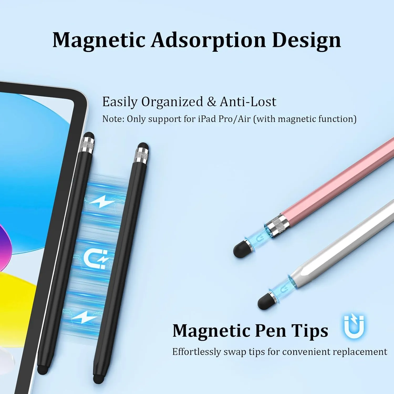Stylus Pens for Touch Screens, 2-in-1 Magnetic Stylus Pen High Precision & Sensitivity Capacitive Stylus for iPad iPhone Samsung Galaxy Kindle Tablets All Universal Touchscreen Devices-(3Pack)