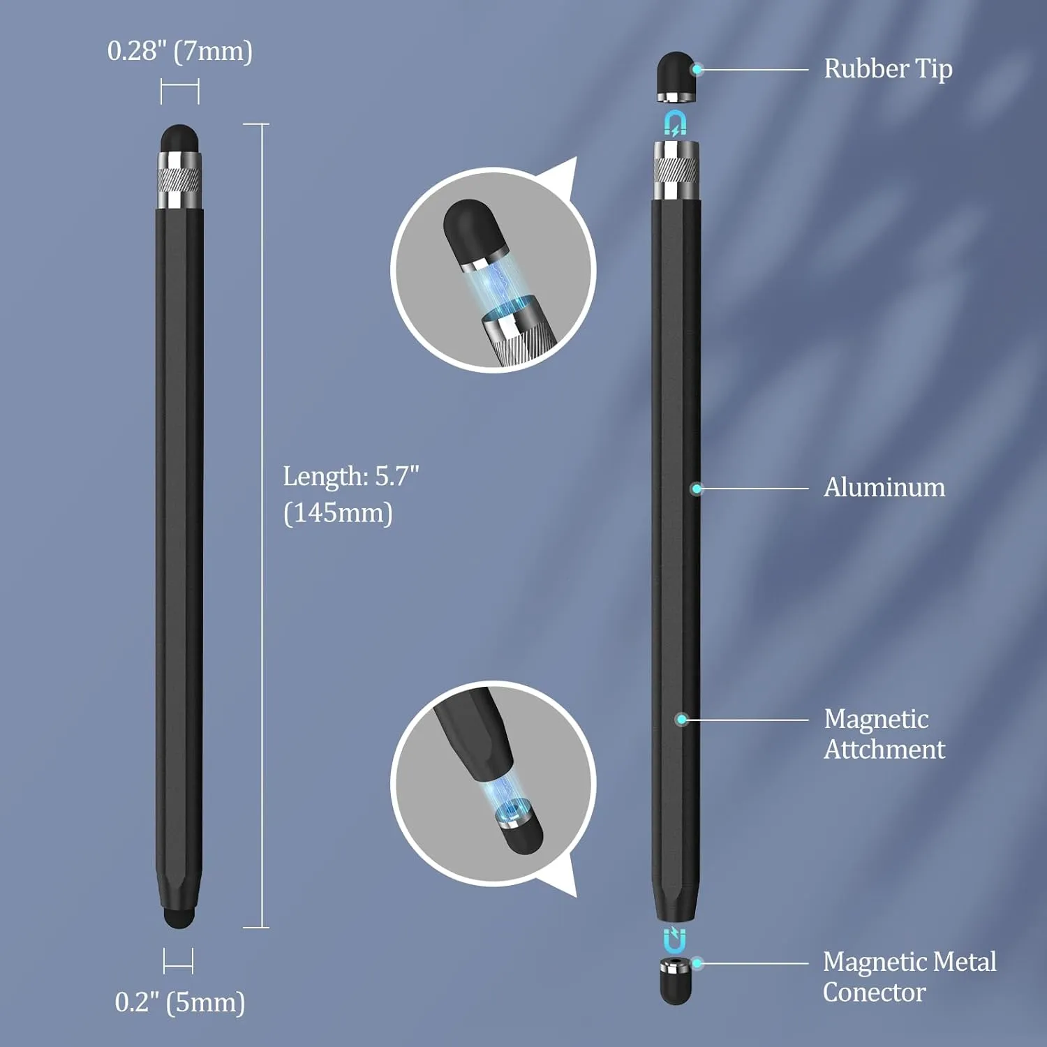 Stylus Pens for Touch Screens, 2-in-1 Magnetic Stylus Pen High Precision & Sensitivity Capacitive Stylus for iPad iPhone Samsung Galaxy Tablets All Universal Touchscreen Device-Black/Silver/Green