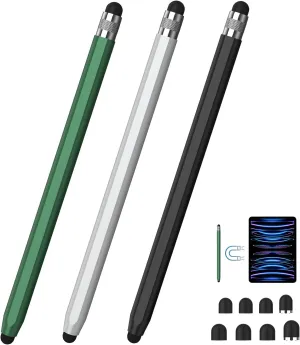 Stylus Pens for Touch Screens, 2-in-1 Magnetic Stylus Pen High Precision & Sensitivity Capacitive Stylus for iPad iPhone Samsung Galaxy Tablets All Universal Touchscreen Device-Black/Silver/Green