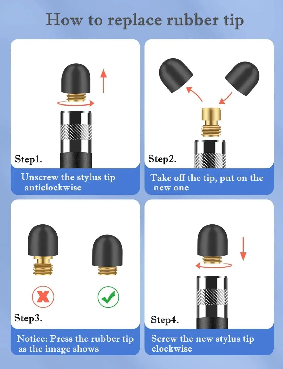Stylus Pens for Touch Screens(2-Pack), Sensitivity & Precision Stylus Pens for iPhone/iPad/Samsung Galaxy/Tablets and All capacitive Touch Screen Devices   4 Replaceable Rubber Tips