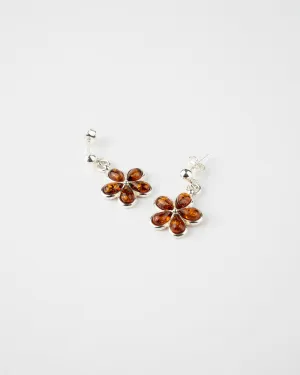 Subtle Flower Earrings - Elegant Baltic Amber & Sterling Silver Jewelry