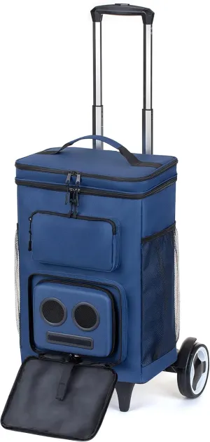 The #1 Rolling Cooler with Speakers on Amazon. 20-Watt Bluetooth Speakers for Parties/Festivals/Boat/Beach/Camping. Rechargeable, Works with iPhone & Android (Blue)