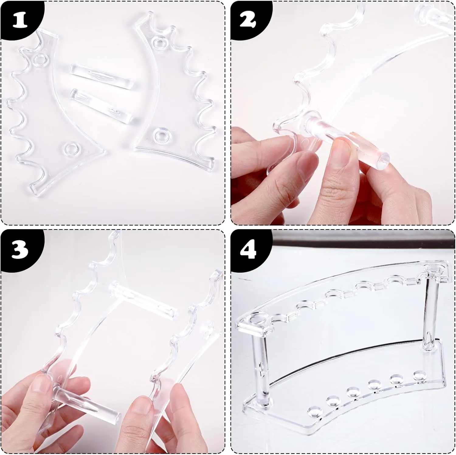 Tinlade 2 Pieces Plastic Pen Holder Stand Display Rack 6-Slot Pen Makeup Brush Rack Organizer Eyebrow Stand for School Office Home Store(Clear)