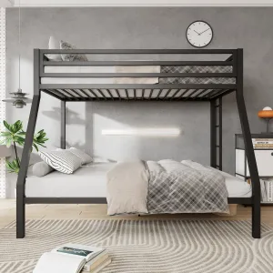 Twin Over Full Metal Bunk Bed with Removable Ladder  Space-Saving Design