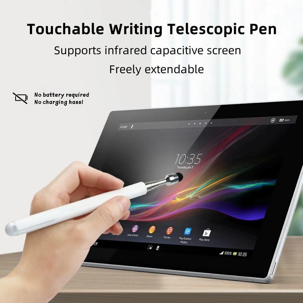 Universal Telescopic Stylus Pen for Touch Screens,Retractable Pointer Stick & Stylus with Special Flocking Tip,Extendable High Precision & Soft, Stylus Pen for Touch Screens (Blue)