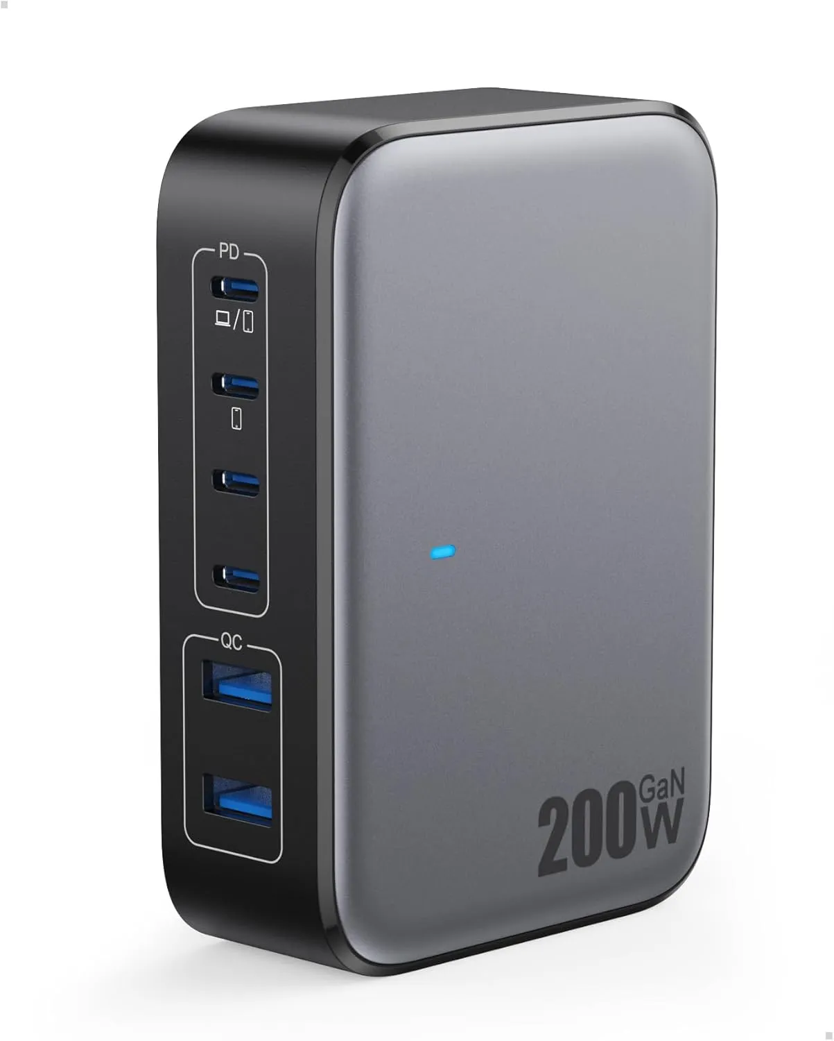 USB C Charger 200W USB Charging Block,6 Ports GaN IV Foldable Wall Charger Outlet Plug,QC4.0 Fast Charging Station Hub,PD 65W Laptop Adapter for MacBook Pro/Air,Dell,iPhone 16/15,Galaxy,Steam Deck