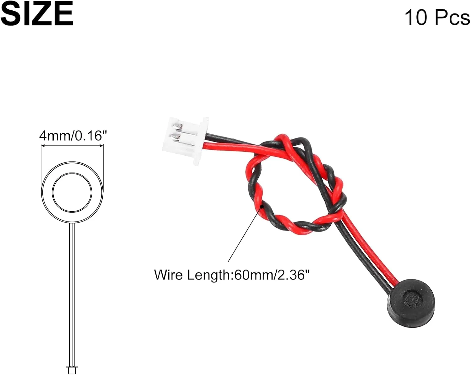 uxcell 10 Pcs 4 x 1.5mm Electret Microphone Small Speakers with 60mm Terminal Wire for Mini Speakers DVD EVD Multimedia Mobile Portable Advertising Machine