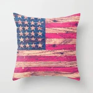 Vintage Pink Patriotic American Flag Retro Wood