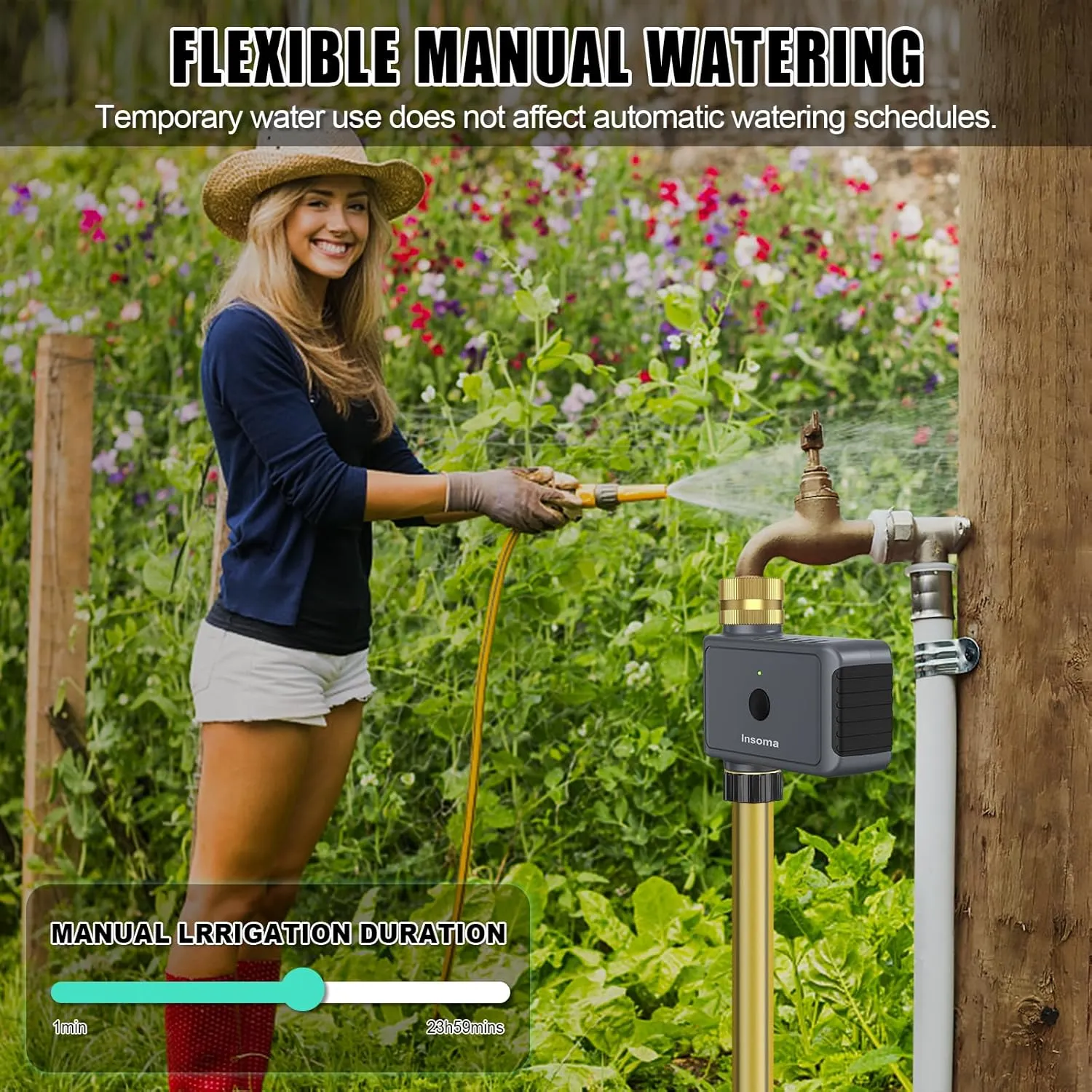 WiFi Hose Timer Brass Inlet & Outlet, Smart Sprinkler Timers with Hub, Water Timer for Garden Hose, APP & Voice Control, Smart Faucet Timers for Lawns Yard Compatible with Alexa & Google Home