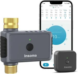 WiFi Hose Timer Brass Inlet & Outlet, Smart Sprinkler Timers with Hub, Water Timer for Garden Hose, APP & Voice Control, Smart Faucet Timers for Lawns Yard Compatible with Alexa & Google Home
