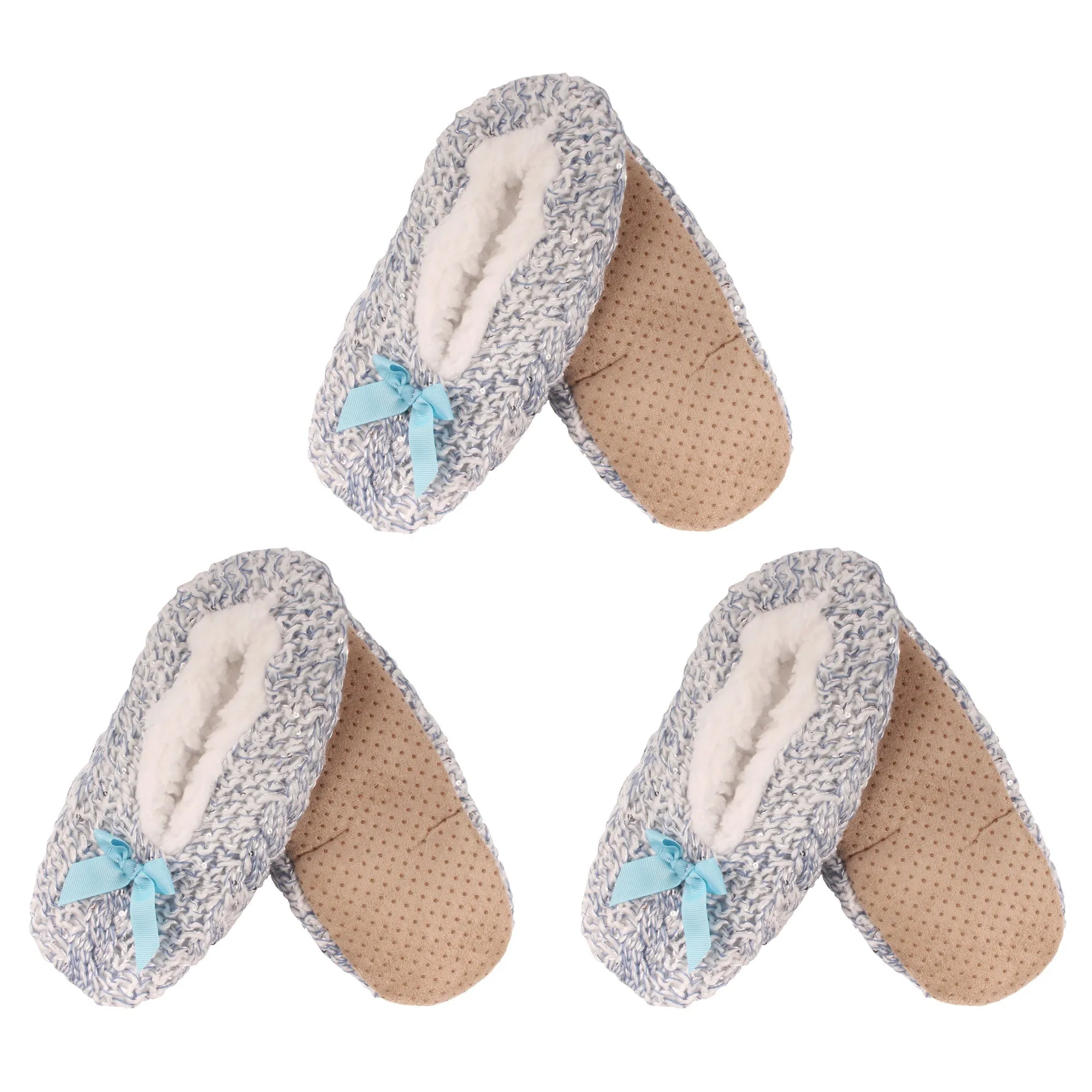 Women's Soft Warm Cozy Fuzzy Non-Slip Lined Furry Slippers Socks, Assortment