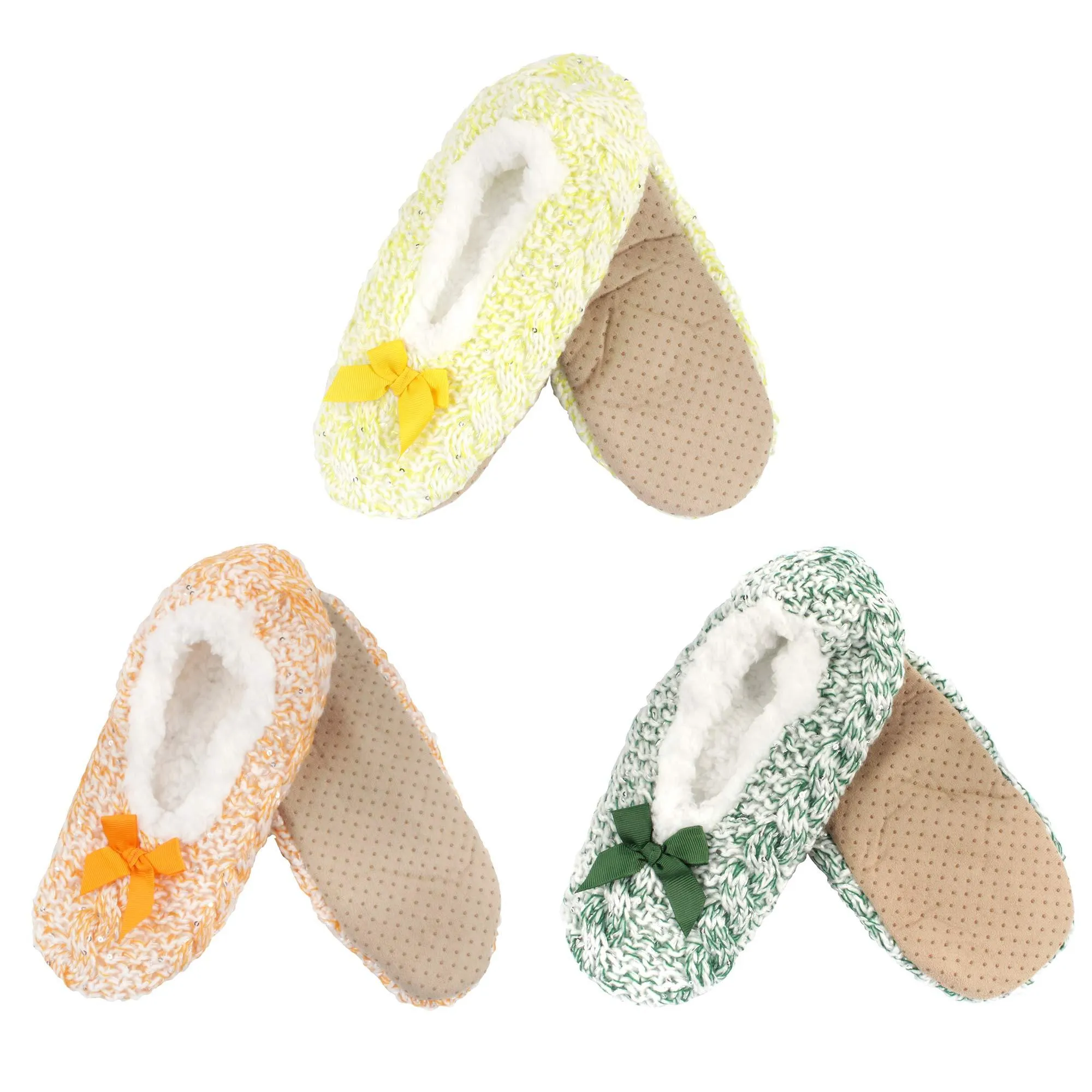 Women's Soft Warm Cozy Fuzzy Non-Slip Lined Furry Slippers Socks, Assortment