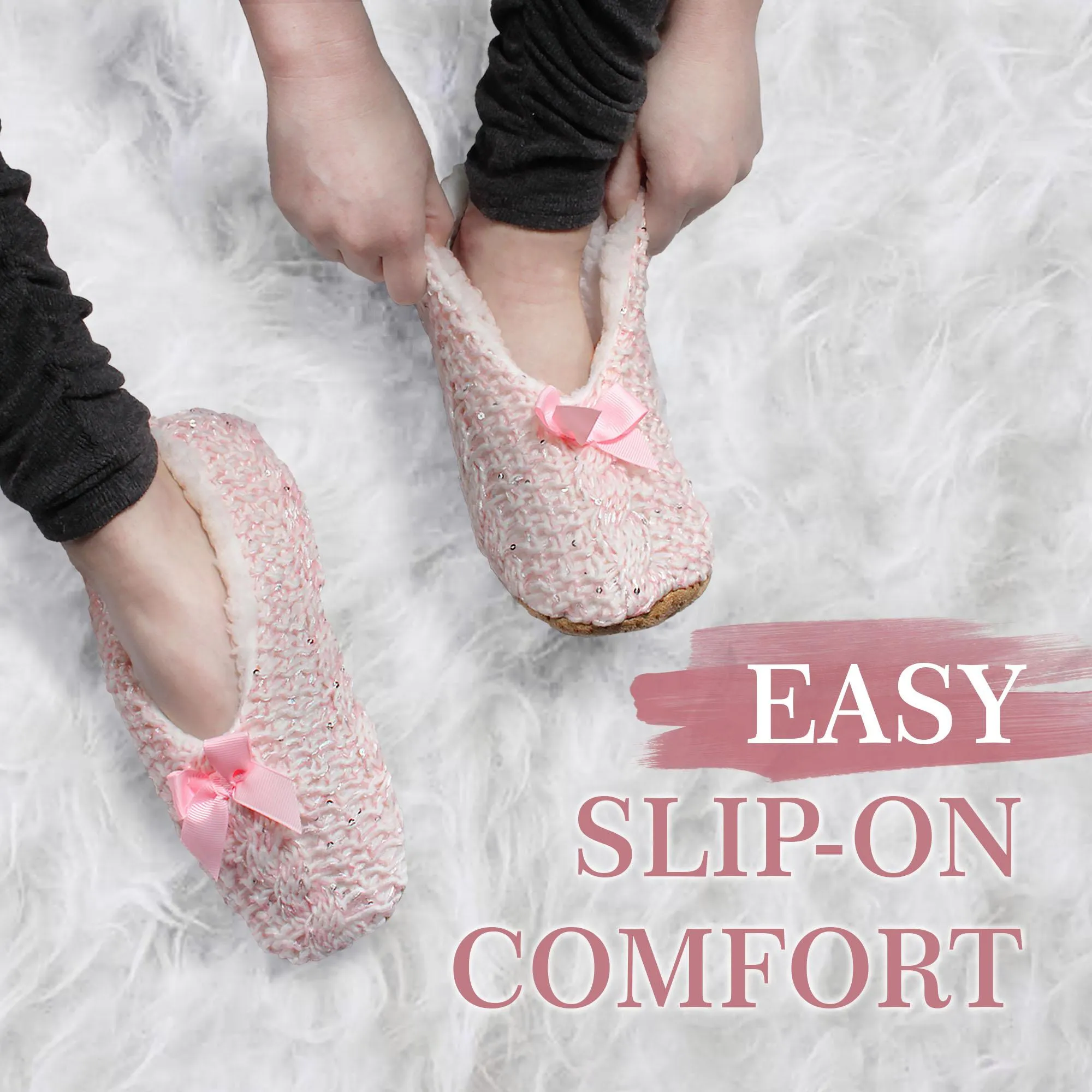 Women's Soft Warm Cozy Fuzzy Non-Slip Lined Furry Slippers Socks, Assortment
