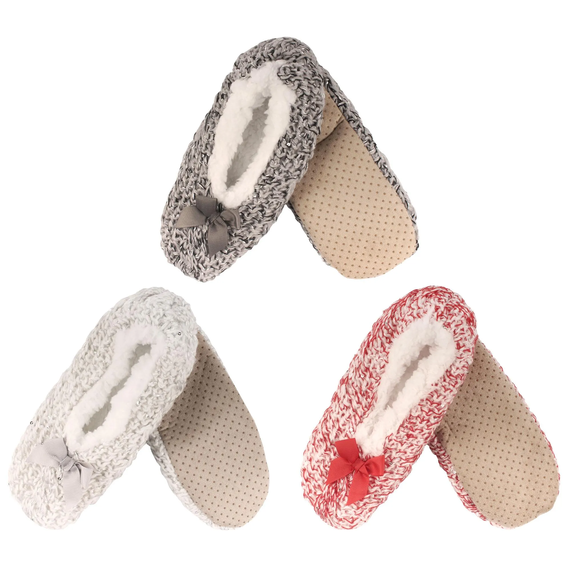 Women's Soft Warm Cozy Fuzzy Non-Slip Lined Furry Slippers Socks, Assortment