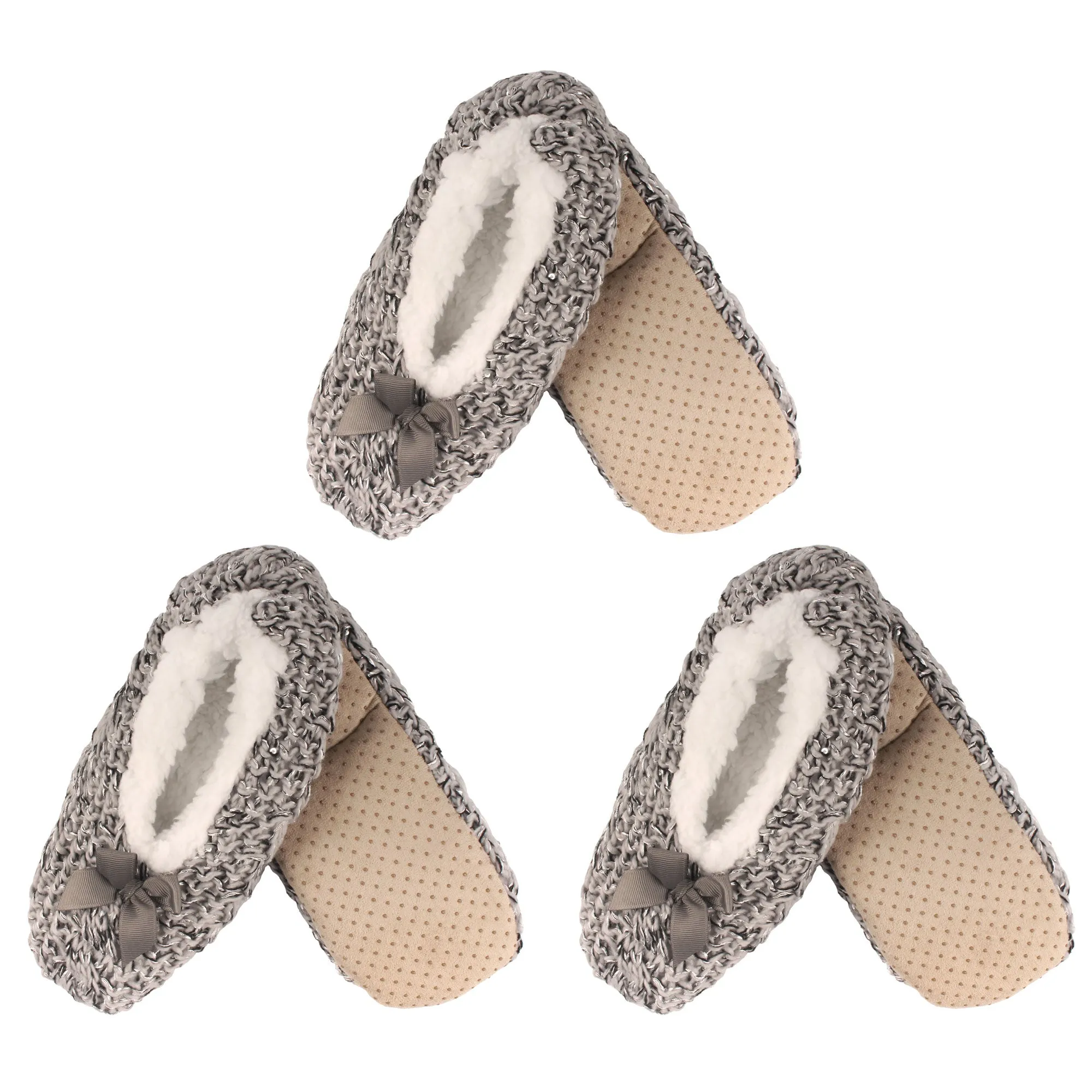 Women's Soft Warm Cozy Fuzzy Non-Slip Lined Furry Slippers Socks, Assortment