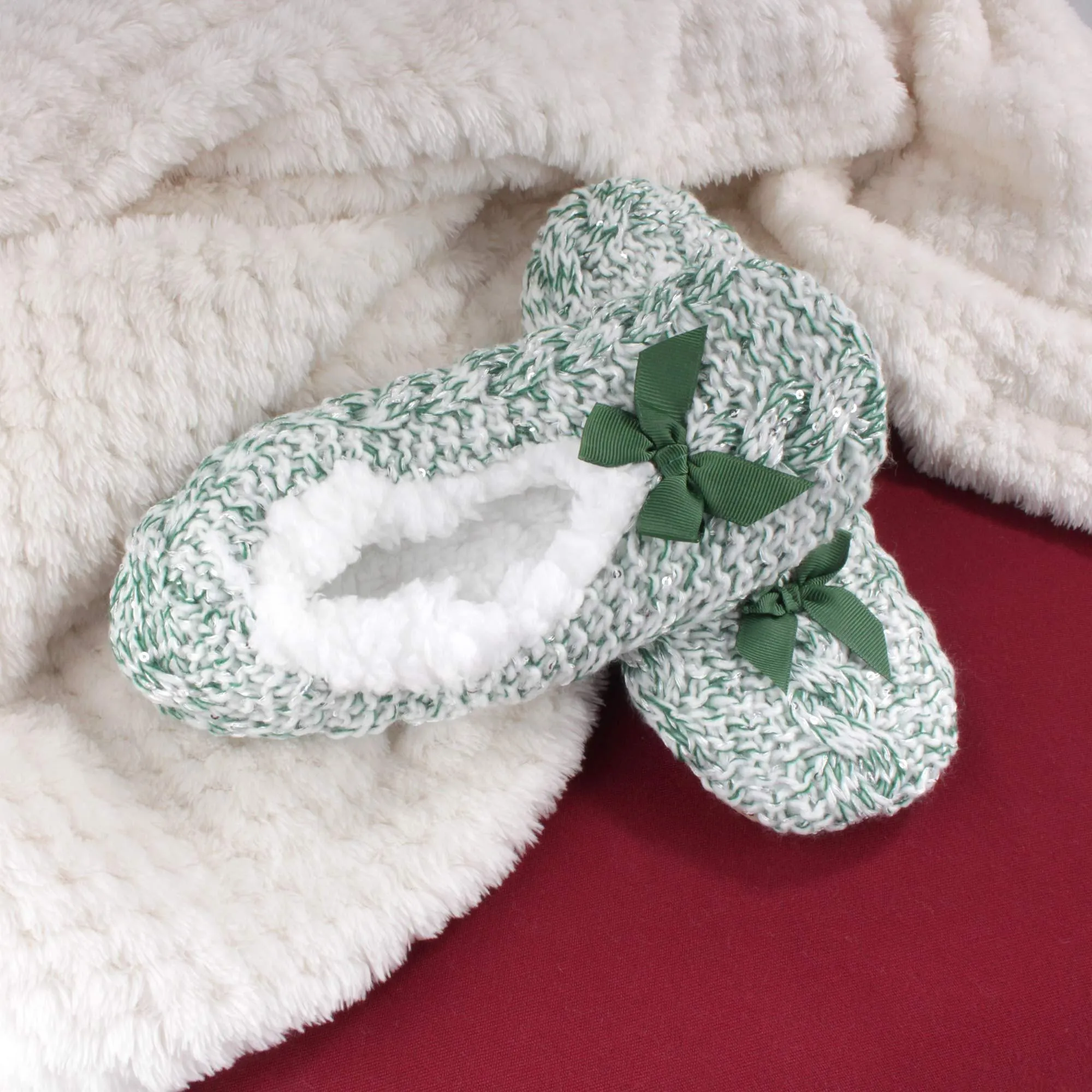 Women's Soft Warm Cozy Fuzzy Non-Slip Lined Furry Slippers Socks, Assortment