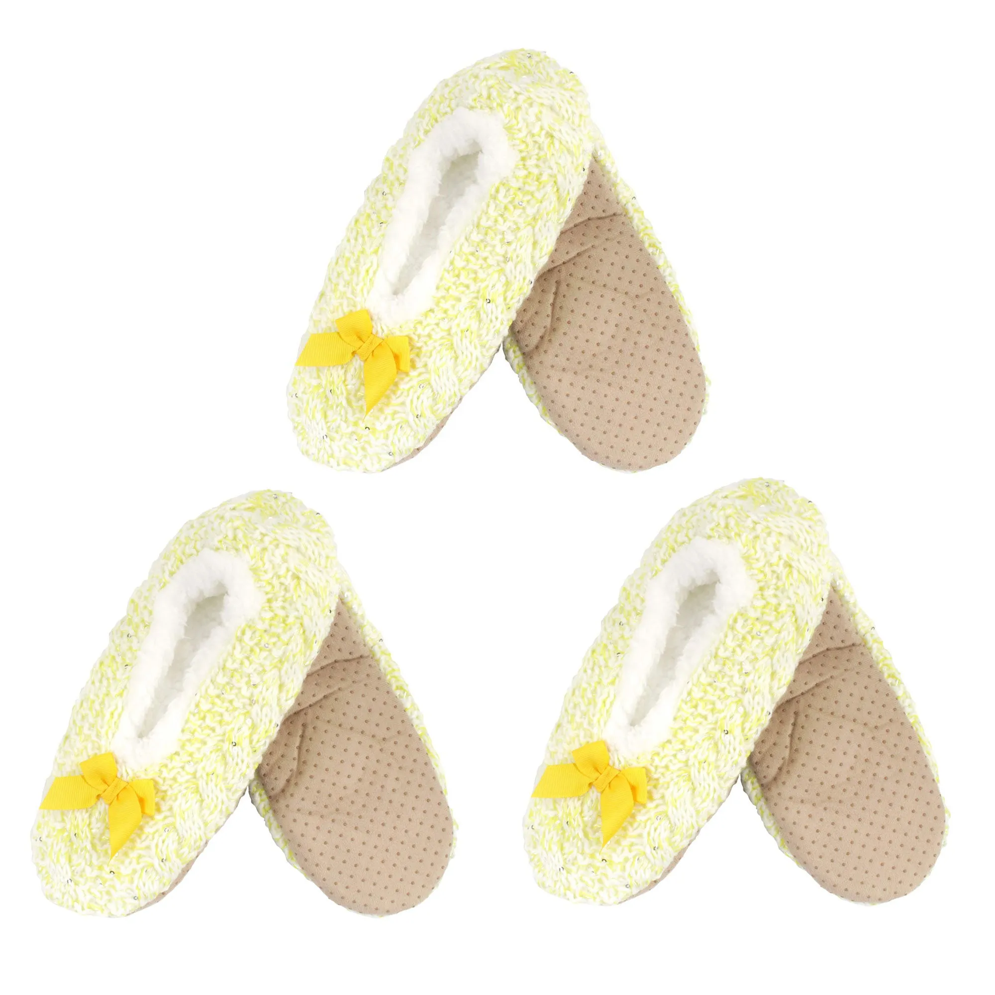 Women's Soft Warm Cozy Fuzzy Non-Slip Lined Furry Slippers Socks, Assortment