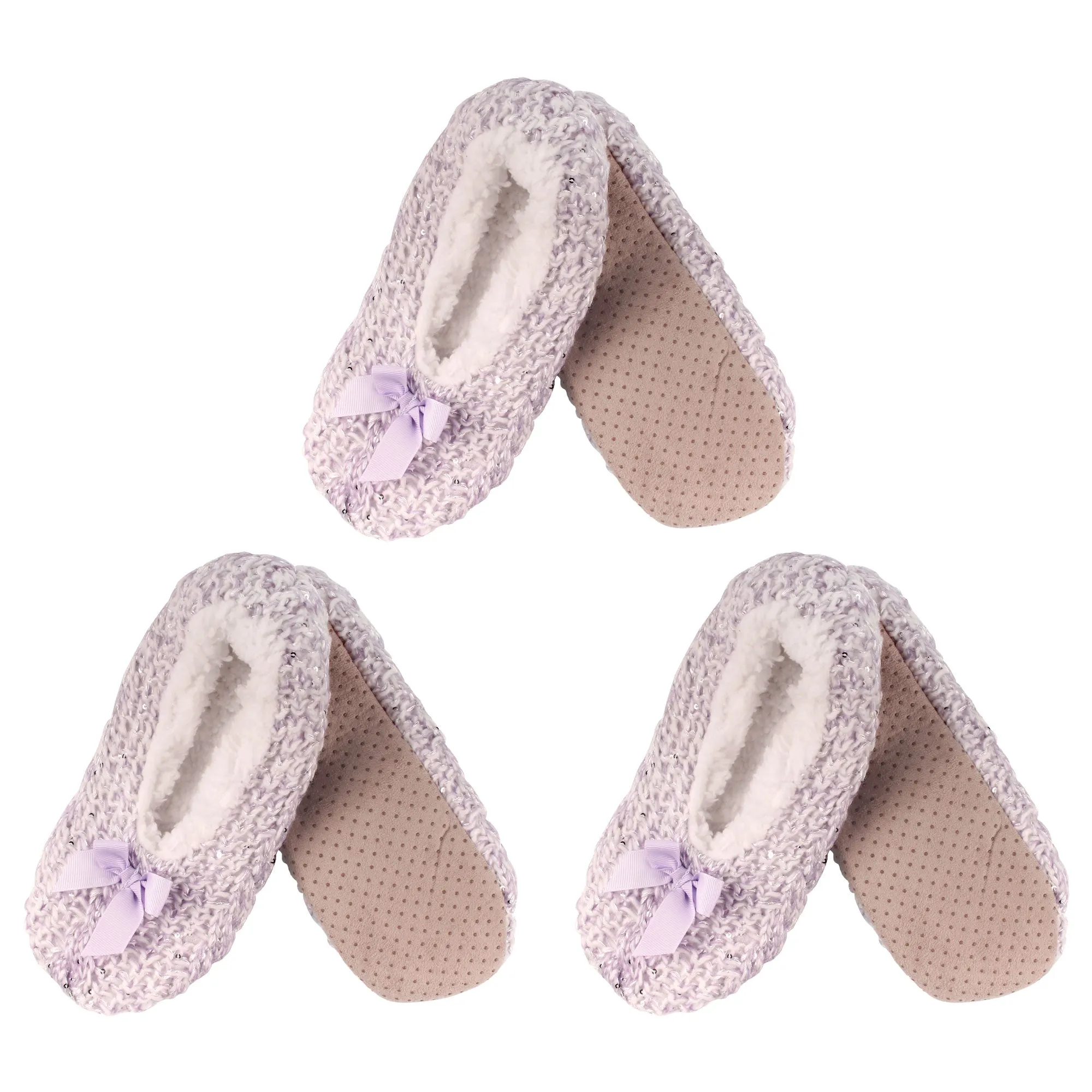 Women's Soft Warm Cozy Fuzzy Non-Slip Lined Furry Slippers Socks, Assortment