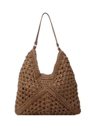 Women's Straw Tote Bag Large Capacity Vintage Summer Vacation Beach Bag