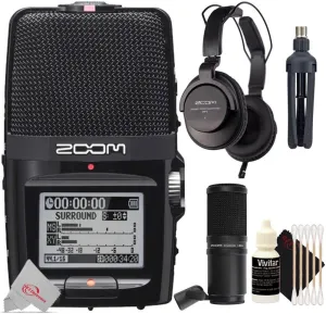 Zoom H2n ext 2-Input / 4 Track Handy Digital Audio Stereo Recorder   Zoom ZDM-1 Podcast Mic Pack Accessory Bundle   3pc Cleaning Kit