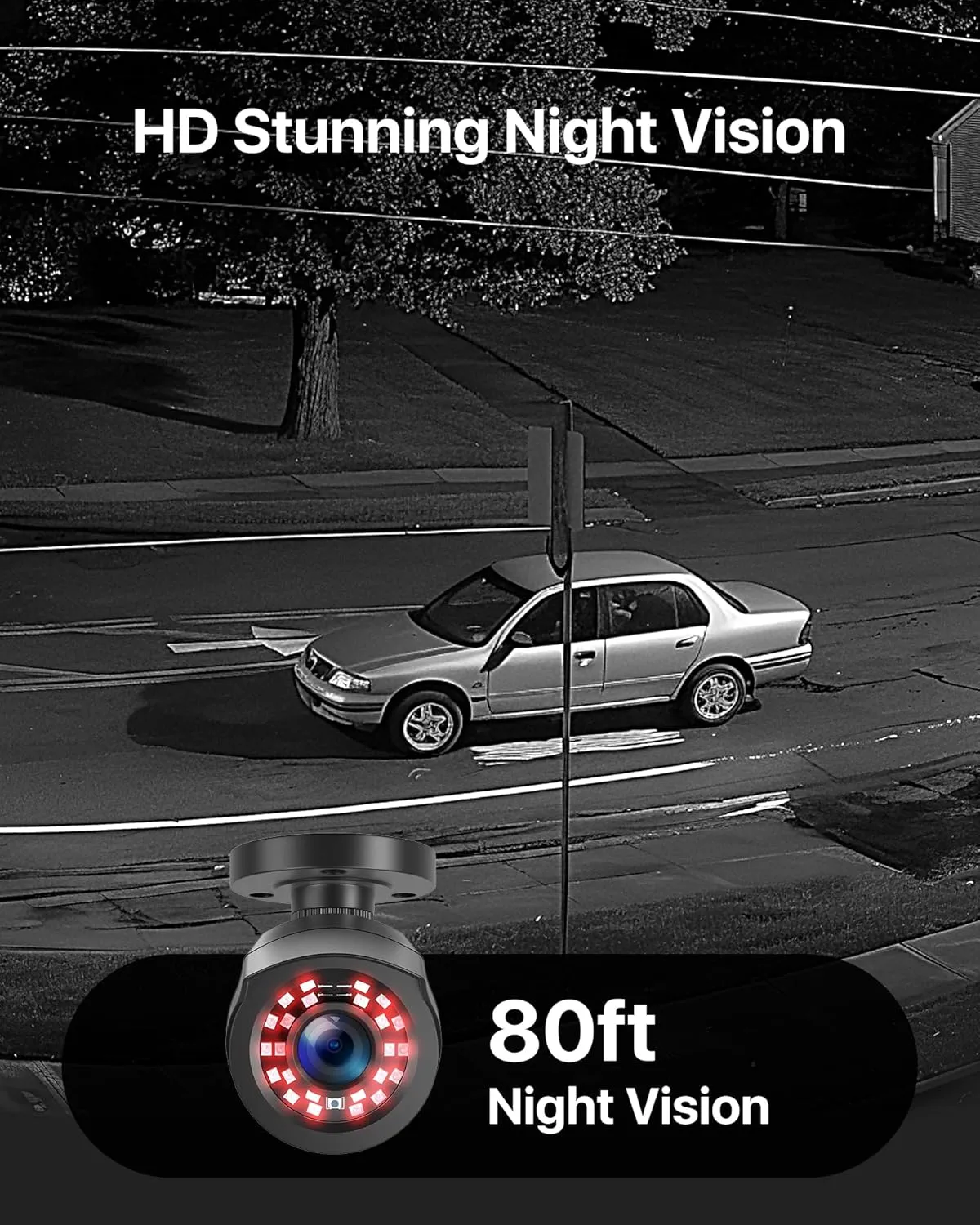 ZOSI 3K Lite Security Camera System Indoor Outdoor,AI Human/Vehicle Detection,Night Vision,Remote Access,4pcs 1080P 1920TVL Weatherproof Surveillance Cameras,H.265  8CH CCTV DVR(NO HDD)