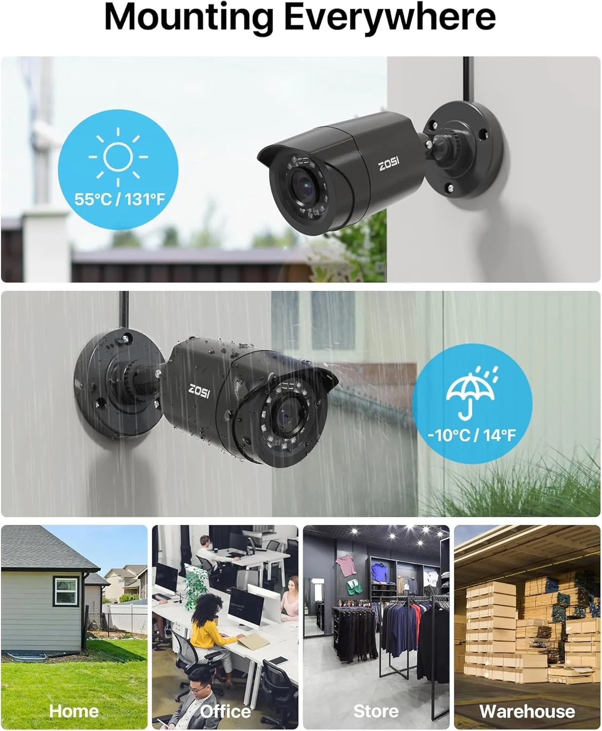 ZOSI 3K Lite Security Camera System Indoor Outdoor,AI Human/Vehicle Detection,Night Vision,Remote Access,4pcs 1080P 1920TVL Weatherproof Surveillance Cameras,H.265  8CH CCTV DVR(NO HDD)